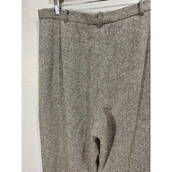 Vintage 90s Carlisle Wool Straight Leg Trouser Brown & Cream Harringbone Sz 18 - Picture 9 of 10